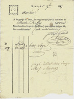 1815 Jacques Galliard à Nyon SUISSE Lettre De Voiture Roulage Transport Ballots De Soye Soie => Louis Ogier à Morez Jura - Switzerland