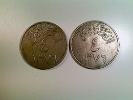 Münzen Saudi Arabien, 2x 4 Ghirch, 1956 - Numismatique