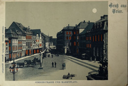 Trier // Gruss Aus - Mondschein AK // Simeonstrasse Und Marktplatz 1902 Topkarte - Trier