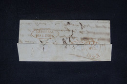 BELGIQUE - Cachet De Déboursé De Malines Au Verso D'une Lettre De Paris En 1833- L 114897 - 1830-1849 (Unabhängiges Belgien)
