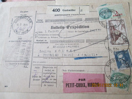 BULLETIN D'EXPEDITION GUEBWILLER HAUT RHIN PAR PETIT CROIX HIRSON - Colis Postal - Cartas
