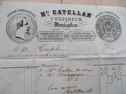 Facture Illustrée Montauban Cattelan Confiseur 1850 - Alimentare