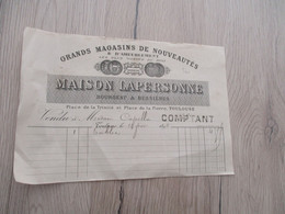 Facture Toulouse 1894 Maison Lapersonne Nouveautés Et Ameublements - Straßenhandel Und Kleingewerbe