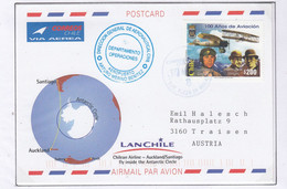 Chile 2006  Card Flight Chilean Airline Auckland/Santiago Fly Inside The Antarctic Circle Ca 17 ABR 2006(CH167A) - Vols Polaires