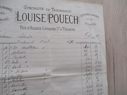 Facture Toulouse 1892 Louise Pouech Spécialité De Trousseaux - Textile & Clothing