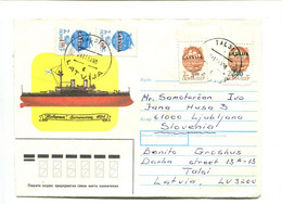 LETTONIE Talsi  - Affranchissement Sur Enveloppe Illustrée - Timbres Surchargés - Bateau - Letland