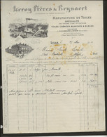 FACTURE ILLUSTREE LEROY FRERES ET REYNAERT -MANUFACTURE DE TOILES -LILLE -ANNEE 1913 - Vestiario & Tessile