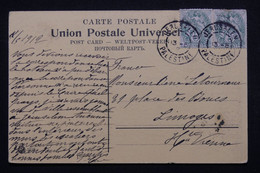 LEVANT FRANÇAIS - Blanc 5ct X2 Sur Carte Postale De Jérusalem En 1912 Pour Limoges - L 114936 - Brieven En Documenten