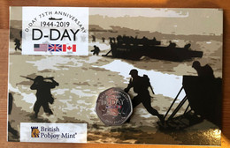 Gibraltar 50 Pence, 2019 75th Anniversary - D-day, Unc, Card - Gibraltar