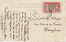 CTN77/2-  ARCHIVE MALZAC - DIEGO SUAREZ CPA A DESTINATION DE ZANZIBAR JANVIER 1909 - Storia Postale