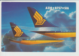 Vintage Rppc Singapore Airlines Airbus A310 + Boeing 757=SIA Aircraft - 1919-1938: Entre Guerres