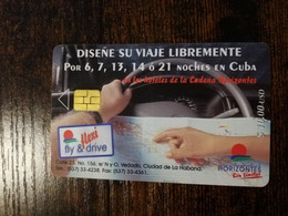 CUBA $10,00   CHIPCARD   HEXI FLT & DRIVE HORIZONTES             Fine Used Card  ** 8701** - Cuba