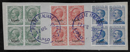 Italia Italy 1912 Colonie Egeo Lipso Ordinaria 3val Quartine Frammento Sa N.2-3,5 US - Egeo (Lipso)