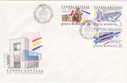 8845FM- SEVILLA 1992 UNIVERSAL EXHIBITION, COVER FDC, 1992, ROMANIA - 1992 – Sevilla (Spain)