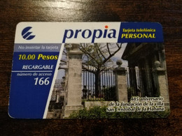 CUBA $10,00 PESOS  PROPIA /TARJETA PERSONAL  /  485 ANNIVERSARIO DE LA FUNDACION DE LA         Fine Used Card  ** 8715** - Cuba