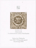 43313. Hojita DANMARK, Dinamarca, Reimpresion, Nachdruck Hamburg 84, Yvert Num 2 - Prove E Ristampe