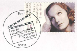 519  Greta Garbo: Oblit. 1er Jour D'Allemagne, 2001 - Cinema FDCancel From Germany On Plain Cover. Film - Cinema