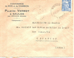 France Enveloppe Publicitaire Commerce De Bois Et De Charbon Ornans (25 Doubs) - Other & Unclassified