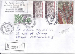 ANDORRE N°334/324x2/331 SUR L. REC. DU 23.12.85 - Lettres & Documents