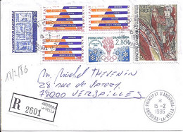 ANDORRE N°334/333x3/327/320 SUR L. REC. DU 15.2.86 - Covers & Documents