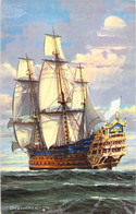 Illustration Vaisseau Fin Du XVIIe Siècle - Gouache De G Fouillé Peintre De La Marine - Sailing Vessels