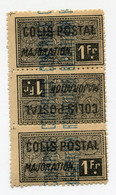 ALGERIE TIMBRES POUR COLIS POSTAUX N°14a ** EN BANDE DE 3 - Parcel Post