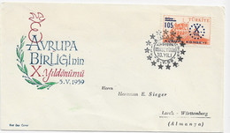 3660   FDC  Turquia Turkiye 1959,  Tema Europa, Avrupa Konseyi,  Avrupa Birliginin X .yildonumu - Cartas & Documentos