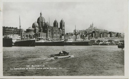 Marseille - Vieux Port & Cathédrale - Carte-photos (réal Photo) Format 8x14cm. Ed. LL N°140 - Vieux Port, Saint Victor, Le Panier