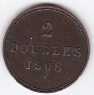 Guernesey 2 Doubles 1908 H Bronze KM# 5 - Guernesey