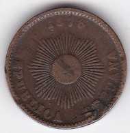 Perou Un Centavo 1876, Coin Cassé, En Bronze, KM# 187.1a - Peru