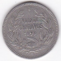Chili 20 Centavos 1899 , En Argent , KM# 151.2 - Cile