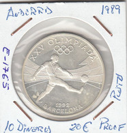 E1765 MONEDA ANDORRA 10 DINEROS 1989 PLATA PROOF 20 - Andorra