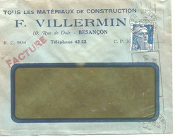 France Enveloppe Publicitaire Matériaux Construction Villermin Rue De Dole Besançon (25 Doubs) - Altri & Non Classificati