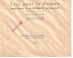 France Enveloppe Publicitaire Tout Pour Le Bureau R.Rerolle Grande Rue Besançon (25 Doubs) - Altri & Non Classificati