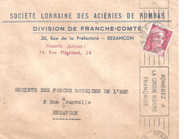 France Enveloppe Publicitaire Aciéries De Rombas Rue De La République Besançon (25 Doubs) - Other & Unclassified