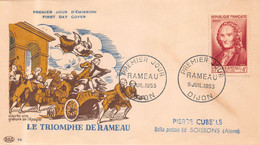 FDC  - Enveloppe Premier Jour -  RAMEAU  -  1953 - DIJON - 1950-1959