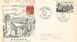 FDC  - Enveloppe Premier Jour - CAHORS  - Paris R.P  1957 - 1950-1959