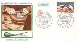 FDC  - Enveloppe Premier Jour - La Gravure Des TIMBRES POSTE - 1966 - 1960-1969