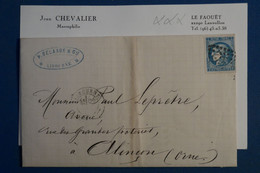 AP4 FRANCE BELLE LETTRE 1871 LIBOURNE     POUR ALENCON +BORDEAUX  N°46 .+  AFFRANCHISSEMENT PLAISANT - 1870 Emissione Di Bordeaux