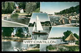 Cp Dentelée - VIRY CHATILLON - Multivues - Le Parc Leblanc - Piscine - Les étangs - Animée - Edit. RAYMON - 1962 - Viry-Châtillon