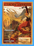 NOV332, Repro D'affiche Martigny - Chamonix, Vernayaz, Salvan, Finhaut, Châtelard 1906, E. Ravel, 1280, GF, Non Circulée - Finhaut