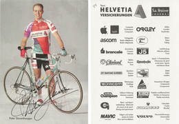 CARTE CYCLISME PETER STEVENHAAGEN SIGNEE TEAM HELVETIA 1989 - Wielrennen