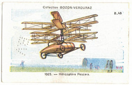 CHROMO PUBLICITE PATES NOUILLES BOZON VERDURAZ AERONAUTIQUE AVIATION AERONEF HELICOPTERE PESCARA - Sonstige