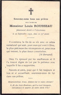 Avis De Déces - Image Pieuse - Louis Rousseau à Valenciennes Le 22 Septembre 1932 - 73 Ans - Décès