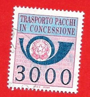 1984 (22) Pacchi In Concessione Filigrana Stelle IV Lire 3.000 - USATO - Pacchi In Concessione