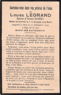 Avis De Déces - Image Pieuse  - Louise Legrand épouse D'Ernest Mathieu - 17 Décembre 1921 - 40 Ans - Todesanzeige