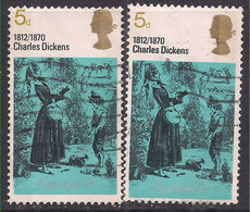 GB 1970 QE2 5d Literary Anniversaries Error Frame Shift SG 826 ( D1192 ) - Errors, Freaks & Oddities (EFOs