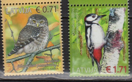 2016 Latvia Birds Of Latvia Issue 2v MNH** MiNr. 982 - 983 Eurasian Pygmy Owl Great Spotted WoodpeckerAnimals Fauna - Latvia