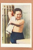 Vintage USSR Russian Postcard 1956 Soviet Propaganda HYGIENE. HEALTH. Nude Girl Morning Washing - Autres
