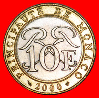 * FRANCE (1989-2000): MONACO  10 FRANCS 2000 UNC MINT LUSTRE! BIMETALLIC!  LOW START  NO RESERVE! - 1960-2001 Nouveaux Francs